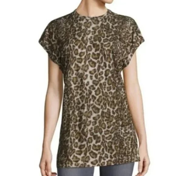 Helmut Lang Leopard Print Crew Neck Short Sleeve Tee Size XS - Picture 1 of 7